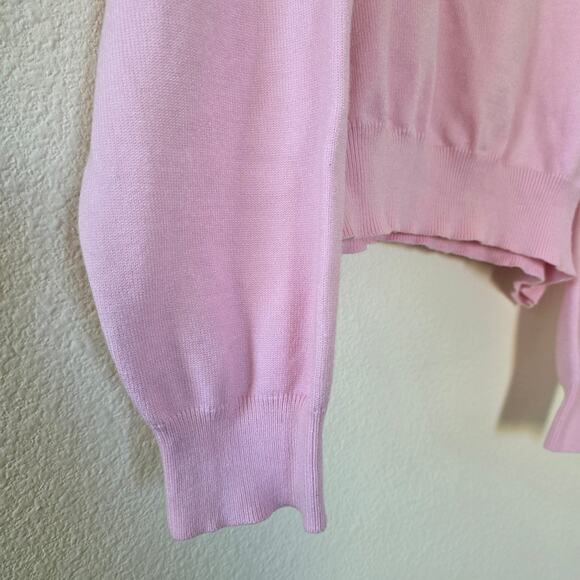 Faded Rose Pink Cherry Embroidered Sweater Womens Size L Soft Knit Long Sleeve - Picture 4 of 12